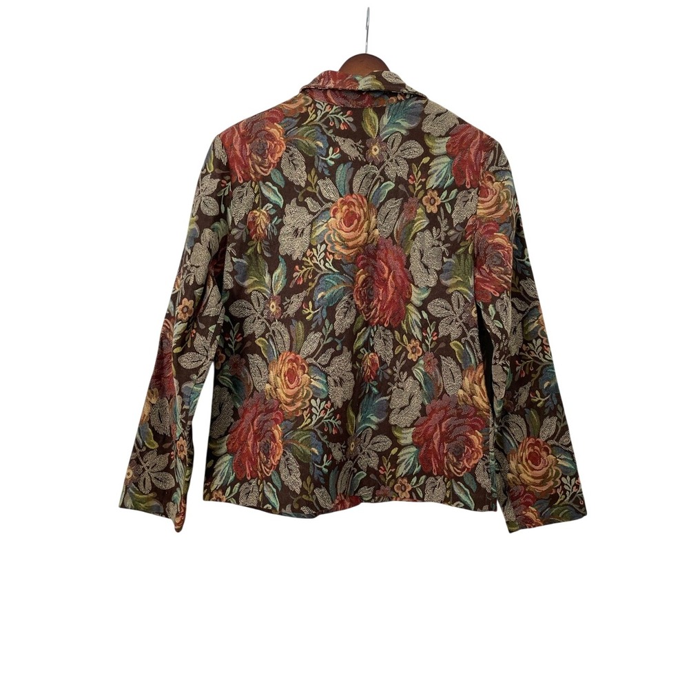 Coldwater Creek PM Tapestry Floral Jacket Blazer Cottagecore Artsy Boho Brown - Picture 2 of 9